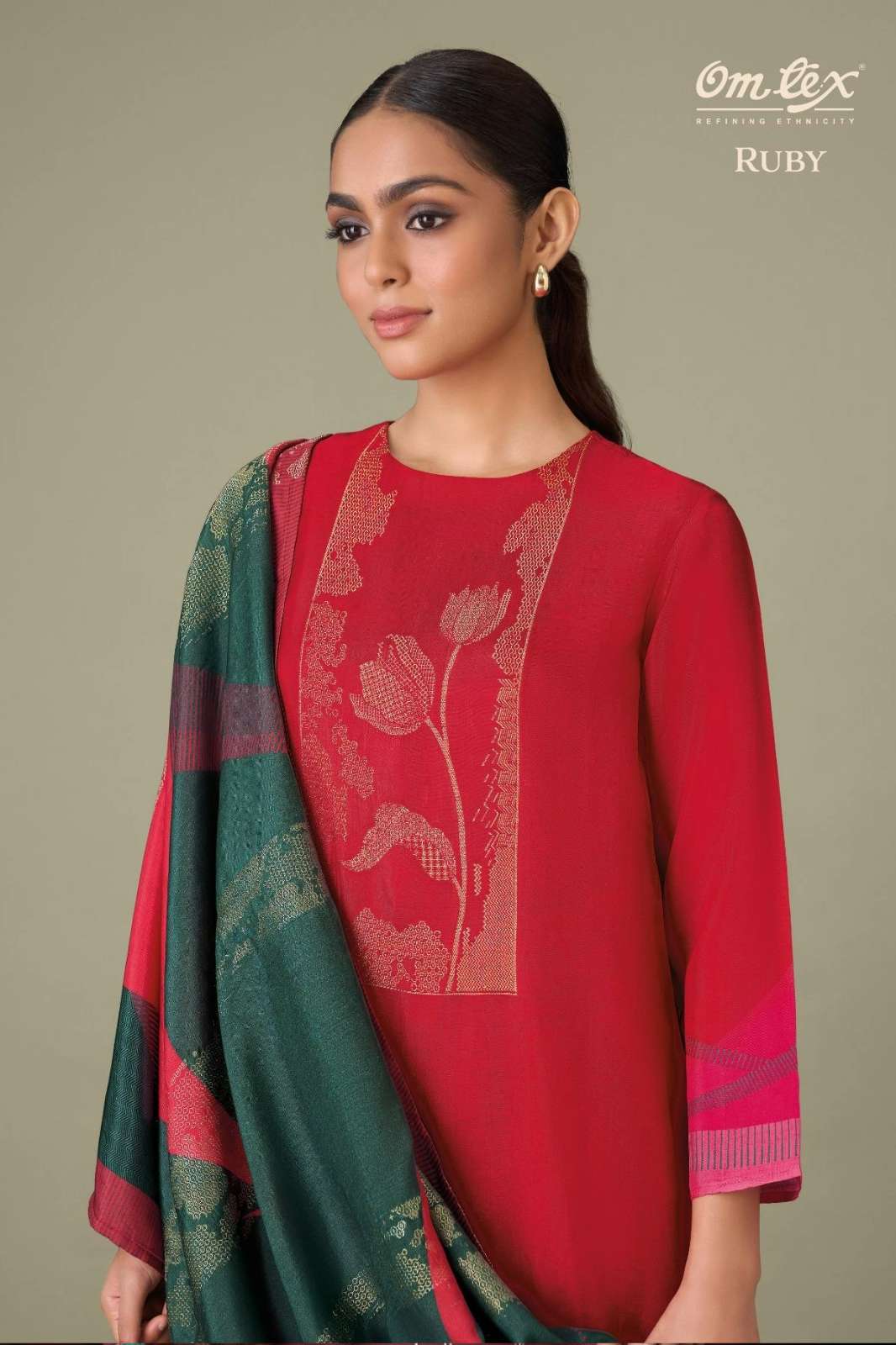 OMTEX RUBY RUBINA SILK JACQUARD DIGITAL PRINTED SUIT 