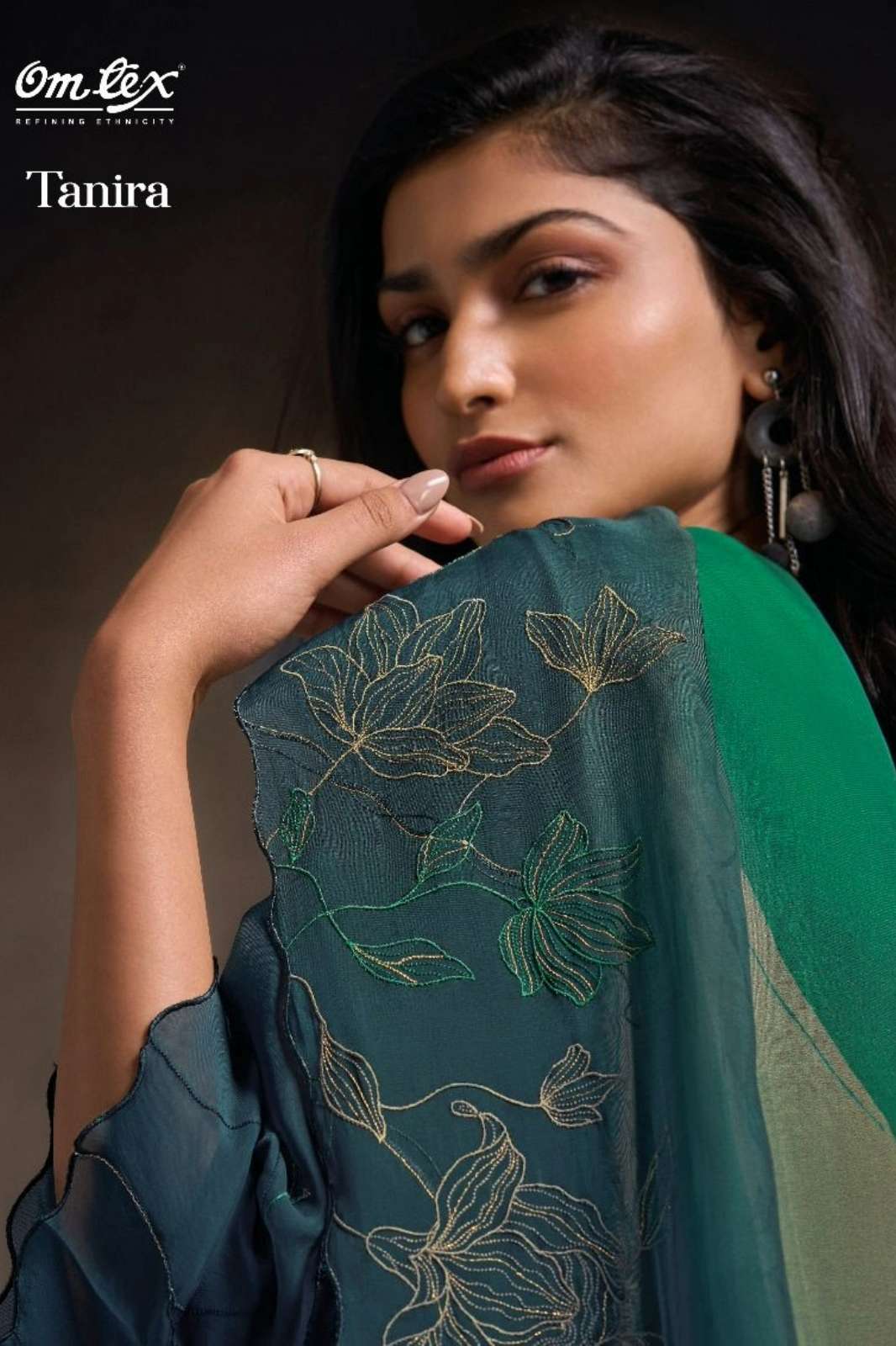 OMTEX TANIRA ORGANZA EMBROIDERED SLEEVE WORK SUIT 