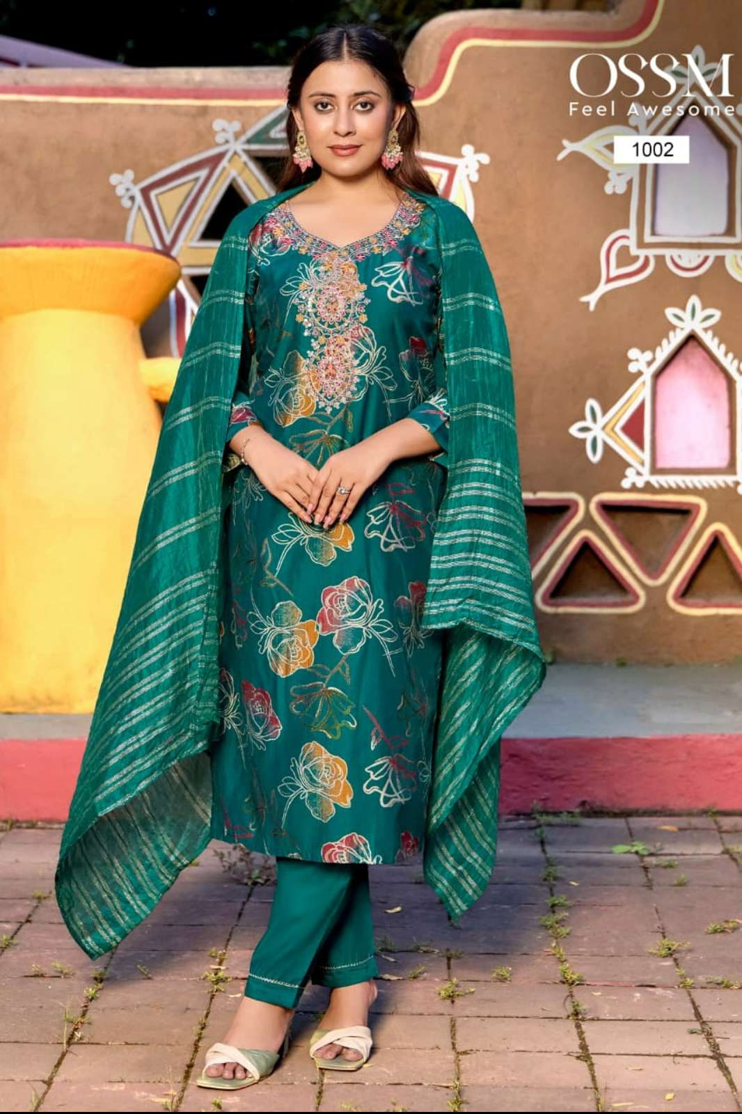 Ossm MUSKAN Vol 09 Ready to Wear Vetican Discharge Foil Printed Suit 