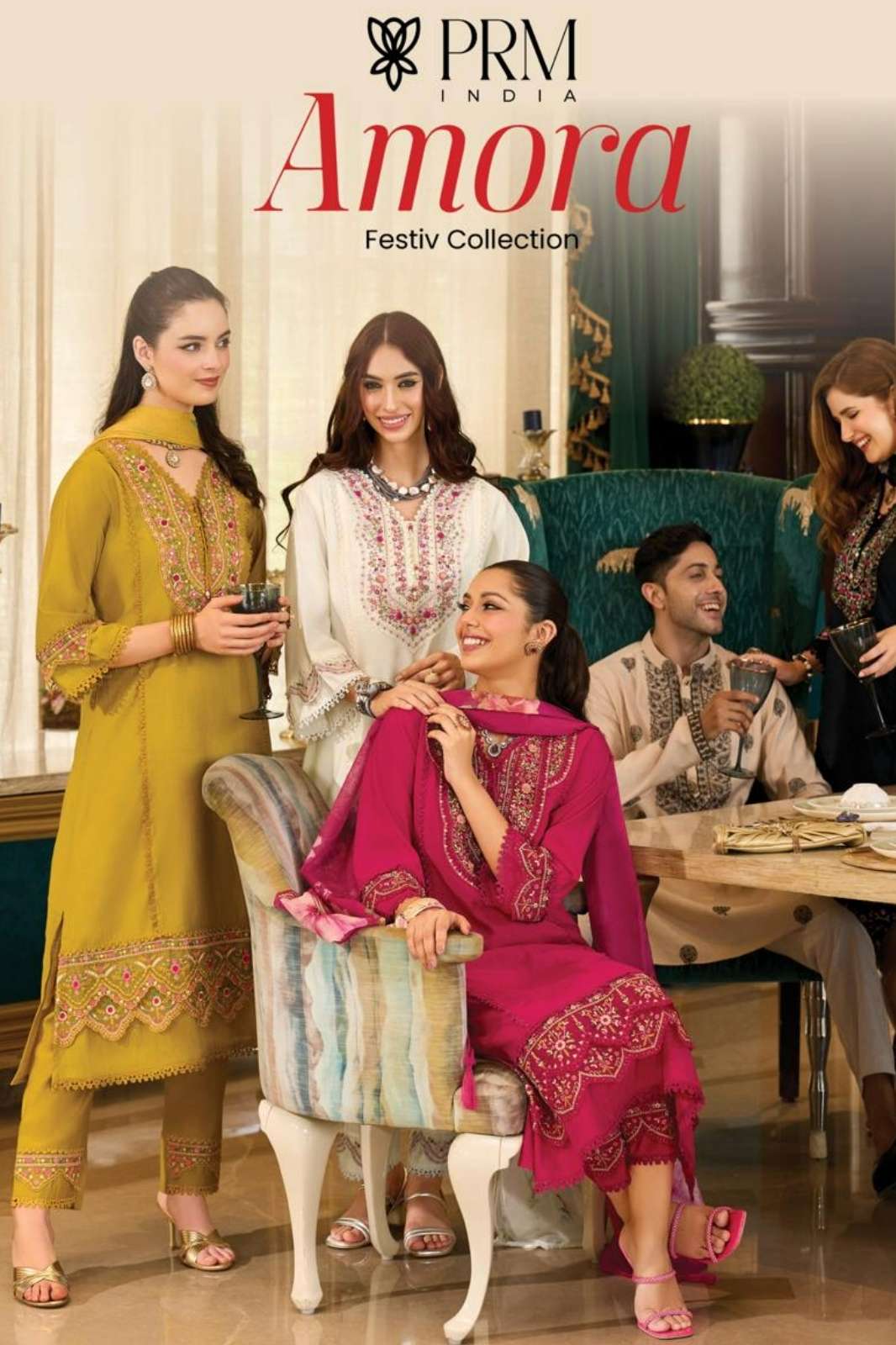 PRM INDIA AMORA READY TO WEAR ROMAN SILK EMRODARY WORK SUIT