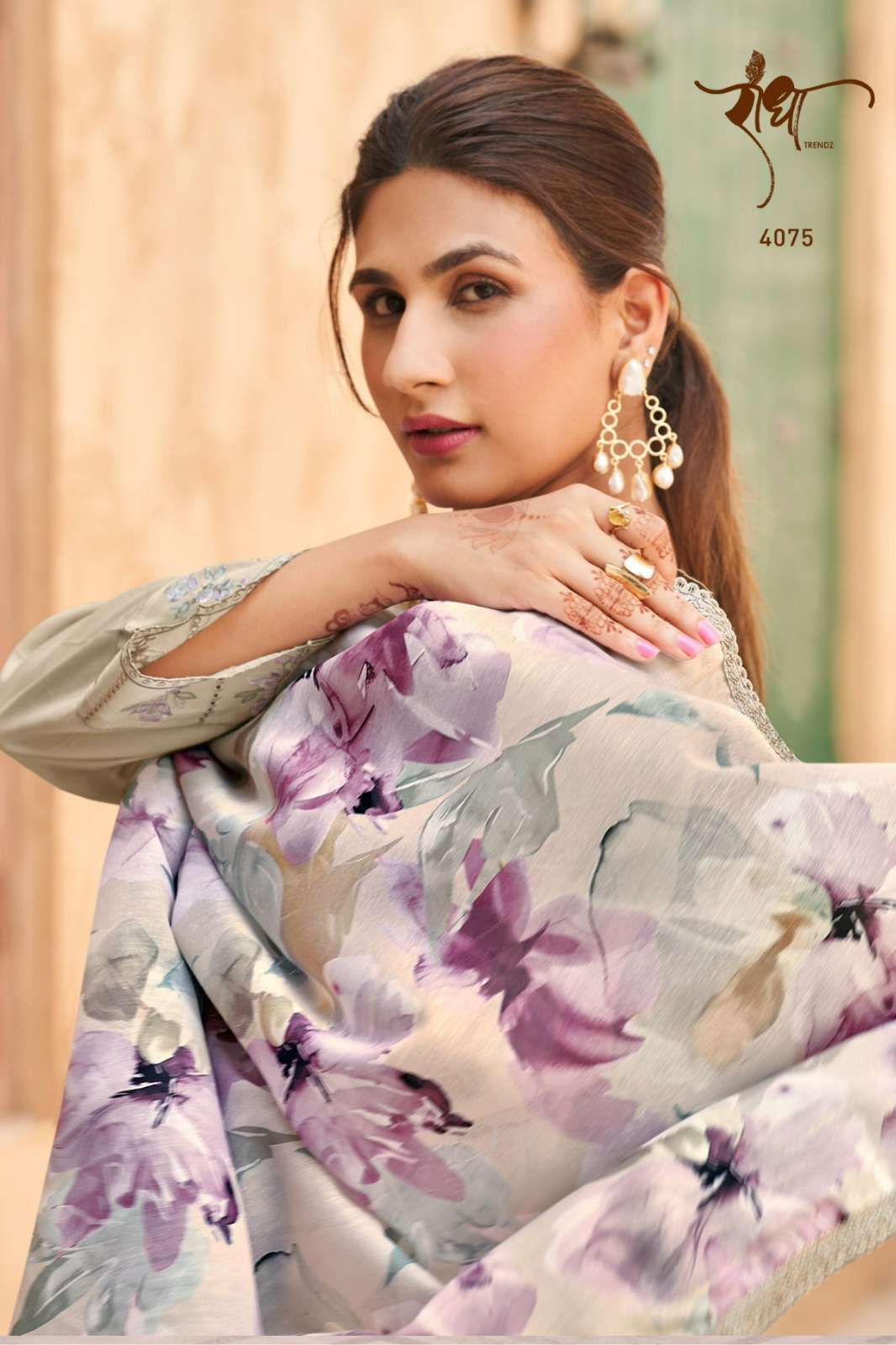 RADHA TRENDZ ROSY READY TO WEAR PURE JAM COTTON EMBROIDARY WORK SUIT 