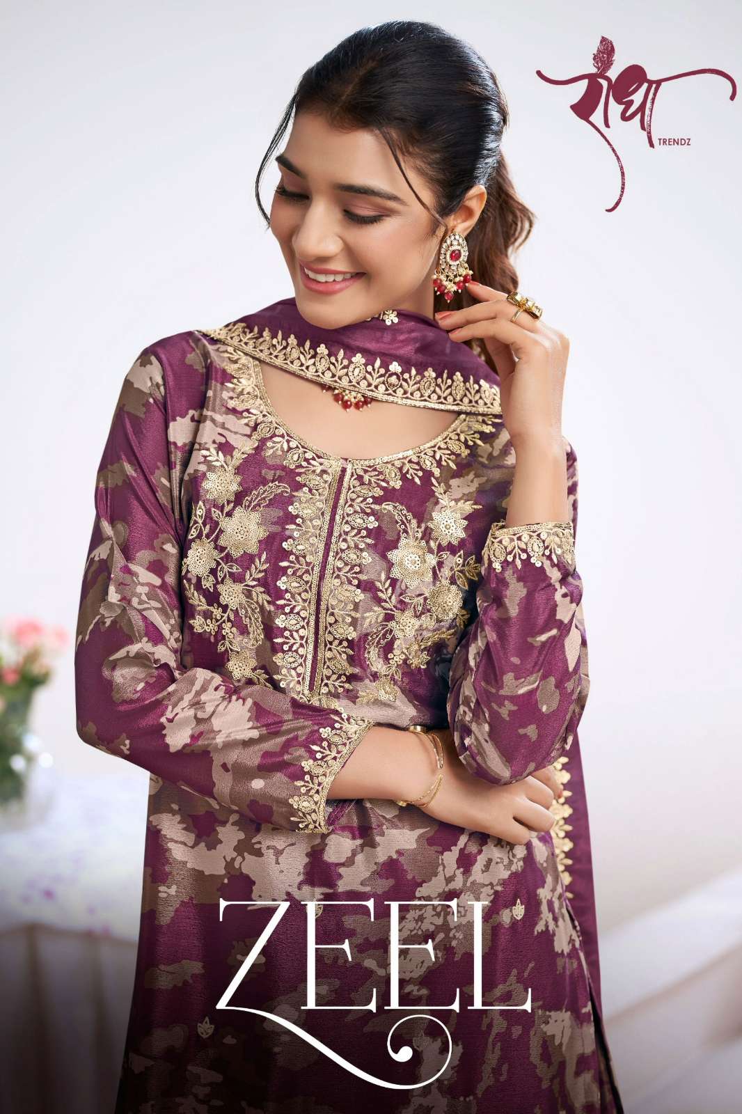 RADHA TRENDZ ZEEL HEAVY PREMIUM CHINON SHARARA SUIT