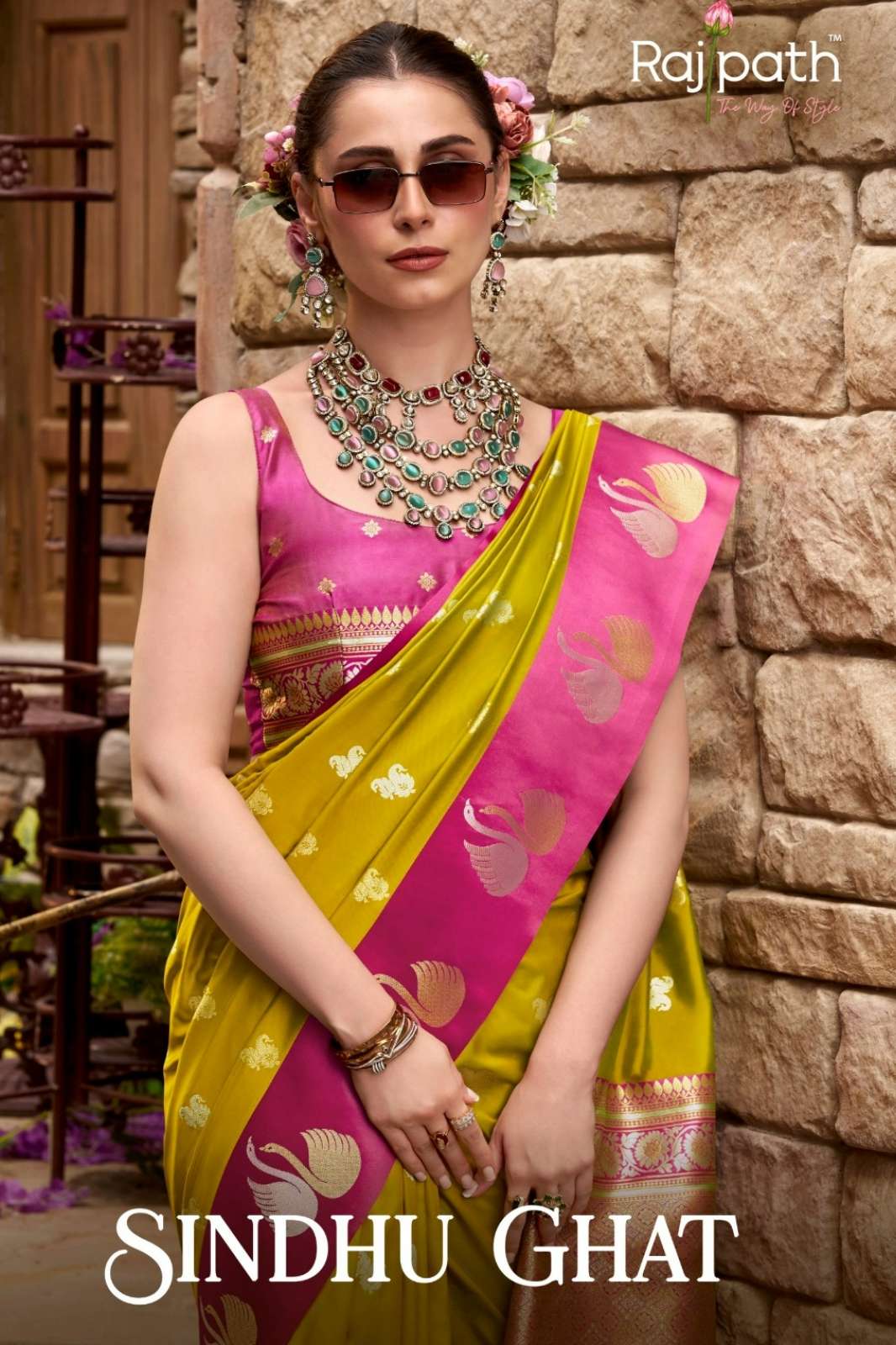 Rajpath SINDHU GHAT SOFT SATTIN SILK DESIGNER SAREE
