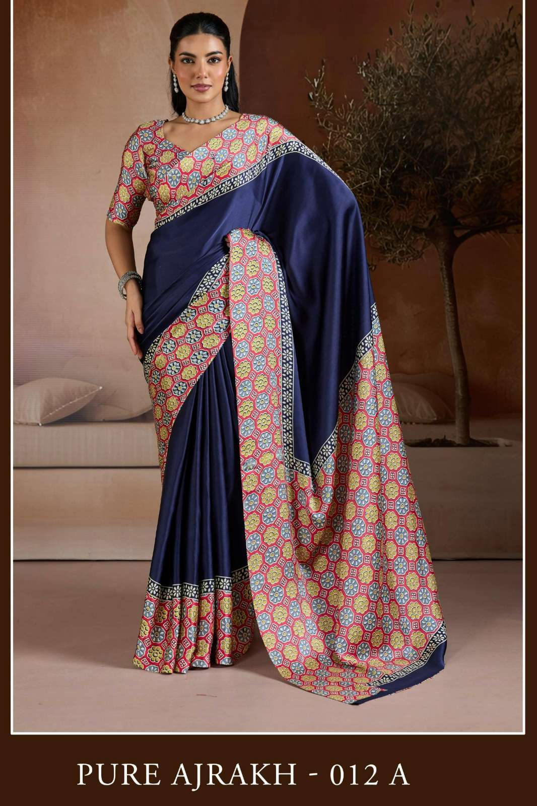 Rajtex PURE AJRAKH 012 MODAL SATIN AJRAKH PRINTED SAREES 