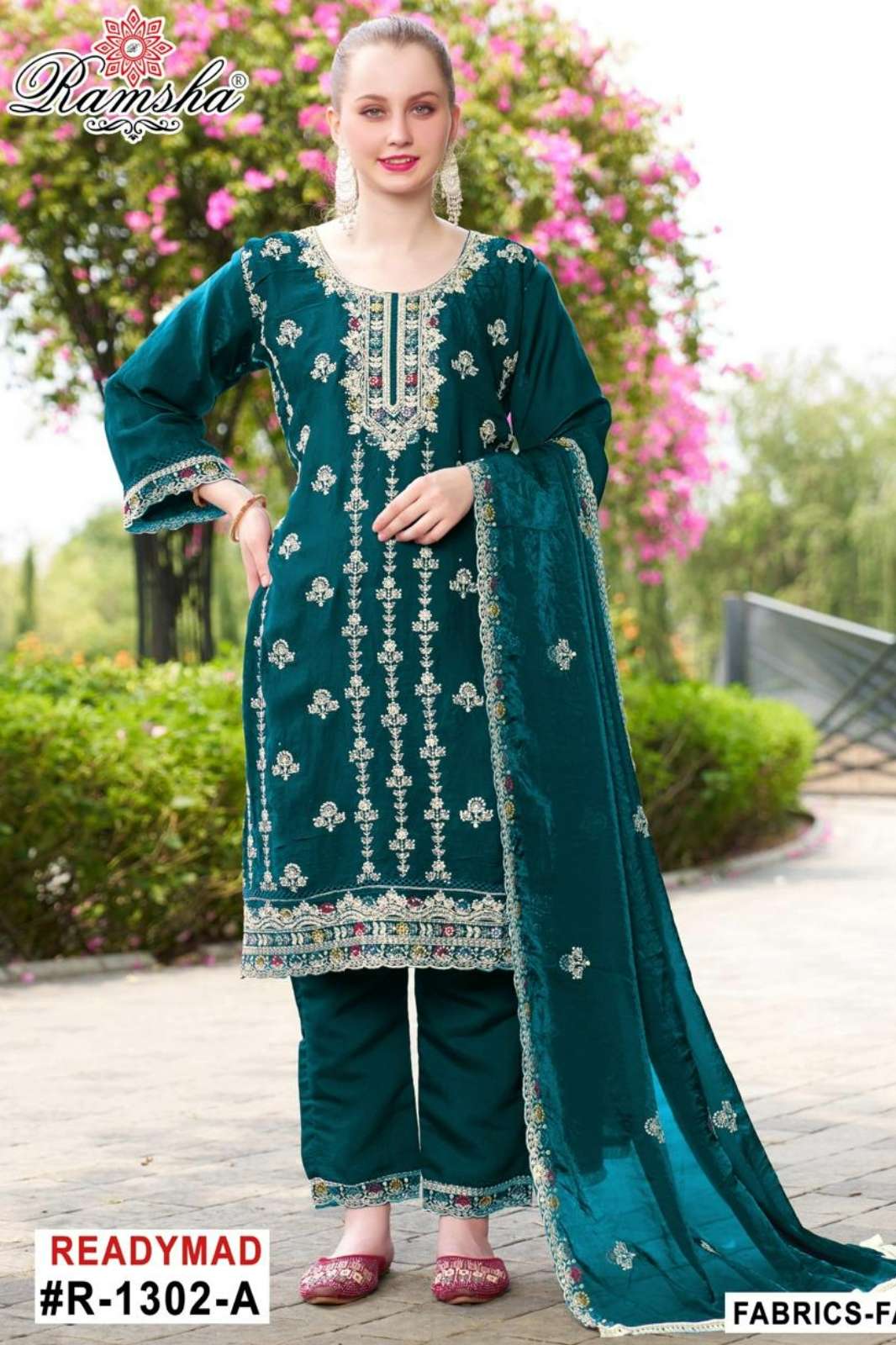 RAMSHA R 1302 Ready To Wear Embroidery Pakistani Fandy Fabric Suit