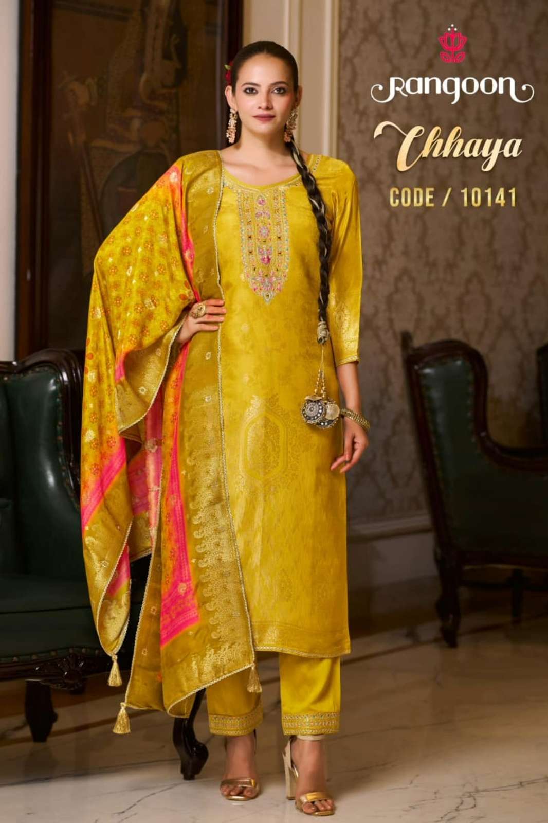 RANGOON CHHAYA READY TO WEAR PURE MUSLIN WITH EMBROIDERY WORK SUIT