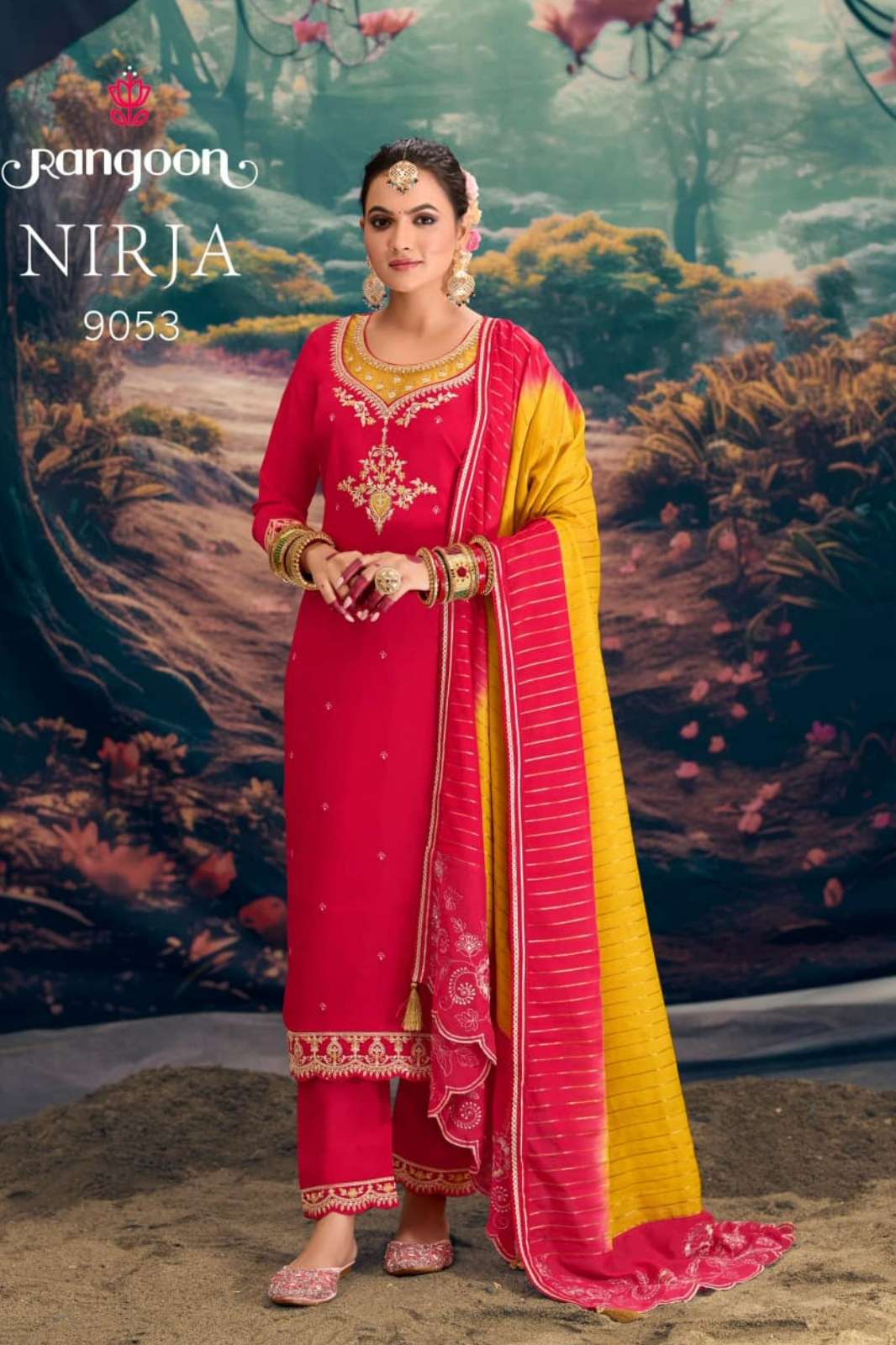 Rangoon NIRJA Ready to Wear Silk Suit With Fancy Embroidery work