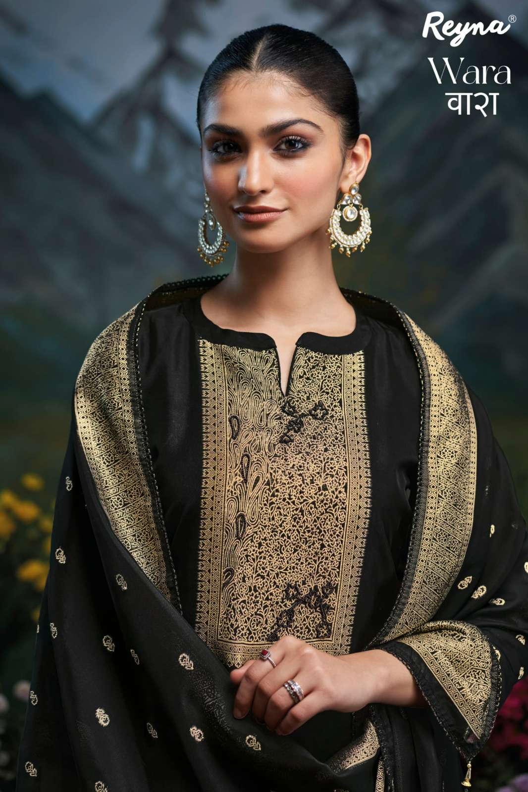 REYNA WARA PREMIUM VISCOSE WOVEN SILK HANDWORK SUIT 