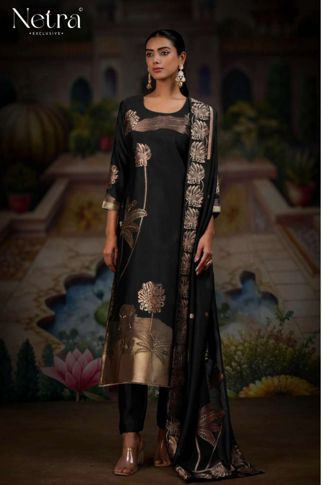 RIDHA BLACK EDITION PREMIUM VISCOSE WOVEN SILK SUIT WITH HAND WORK 