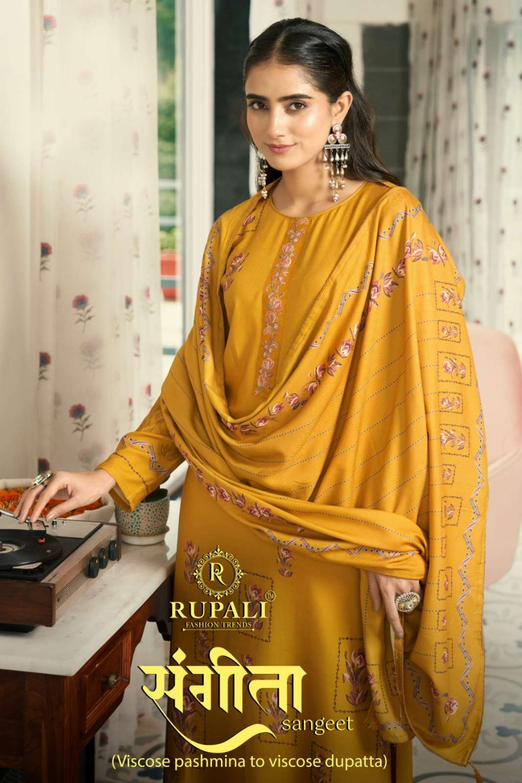 RUPALI FASHION SANGEETA PURE VISCOSE PASHMINA SUIT WITH HANDWORKS 