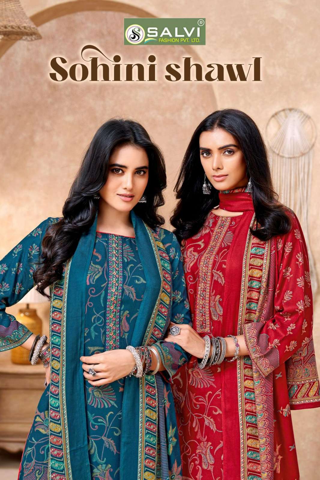 SALVI FASHION SOHINI SHAWL PURE VISCOSE PASHMINA SUIT WITH EMBROIDERY WORK 