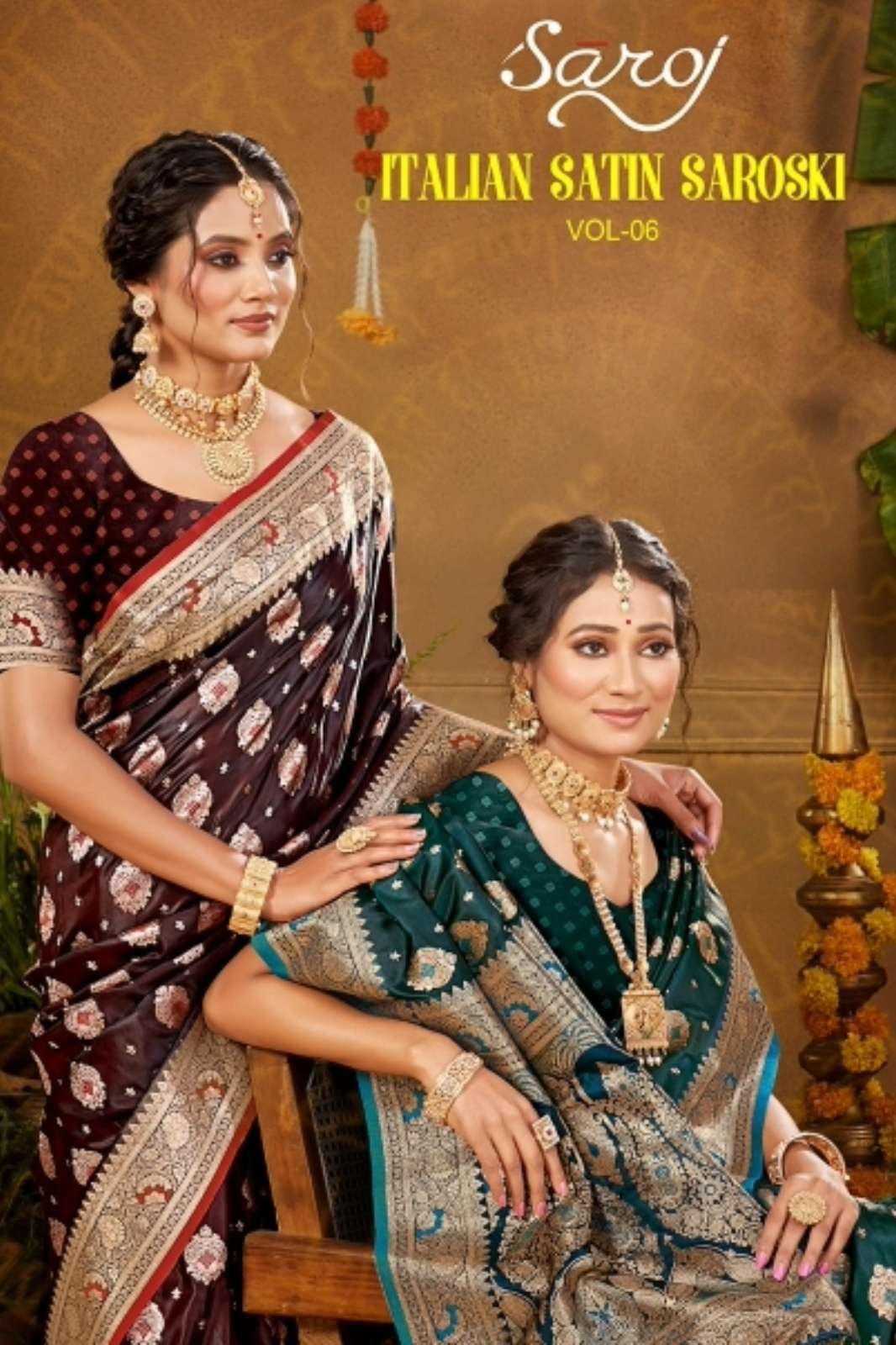 Saroj Italian satin saroski 2 Pure Satin Silk Rich Pallu Saree 