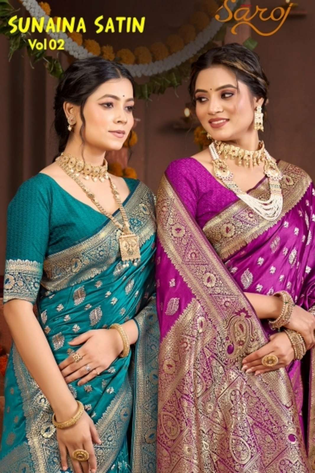 Saroj Sunaina Sattin Silk 2 Pure Satin Silk Rich Pallu Saree