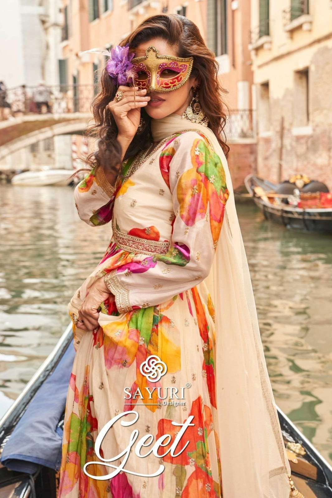 SAYURI GEET READY TO WEAR PREMIUM REAL CHINON SILK DESIGNER ANARKALI SUIT