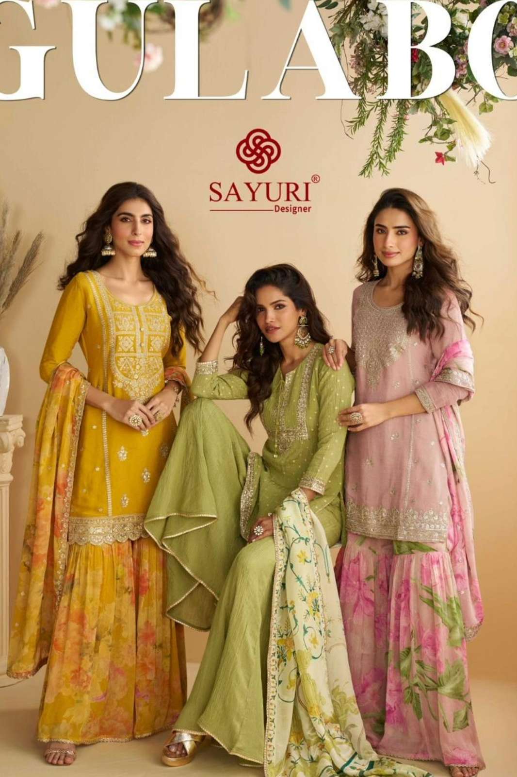 SAYURI GULABO READY TO WEAR PREMIUM REAL CHINON SILK DESIGNER SUIT