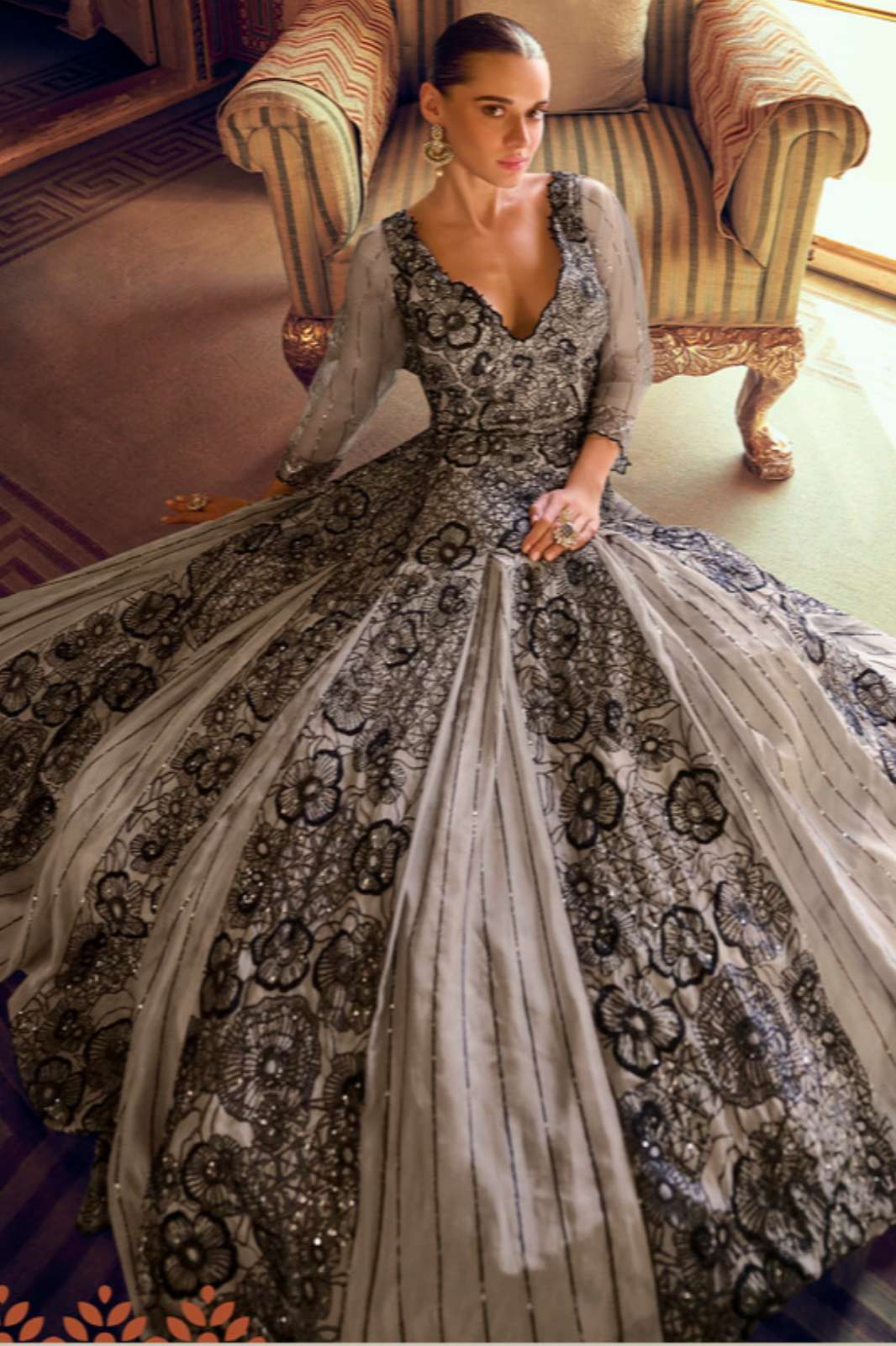 SAYURI KARISHMA READY TO WEAR VISCOS JACQUARD SILK EMBROIDERED GOWN