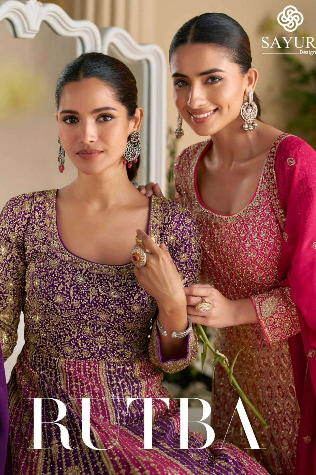 SAYURI RUTBA READY TO WEAR REAL GEORGETTE EMBROIDERED ANARKALI SUIT