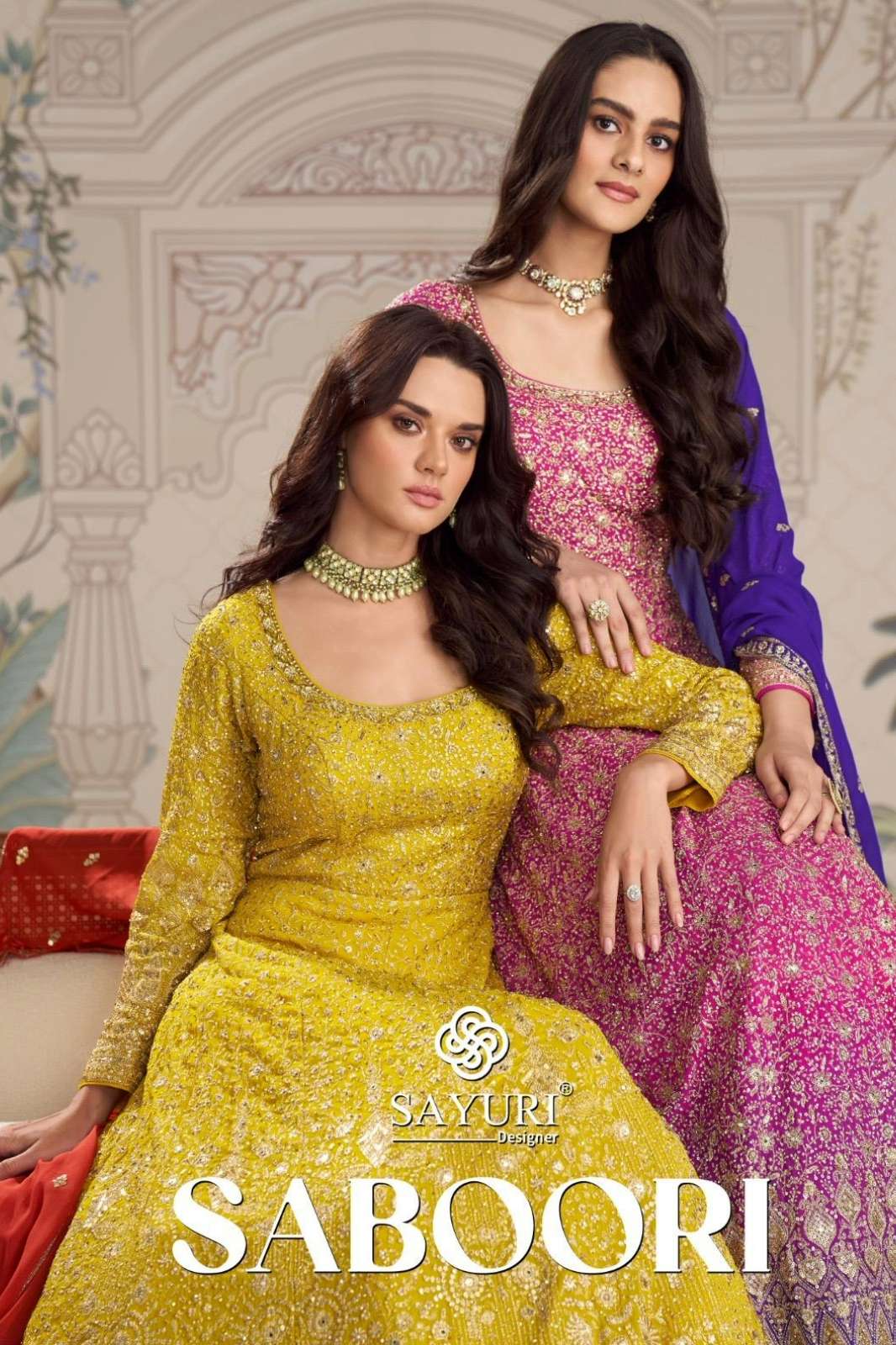 SAYURI SABOORI READY TO WEAR REAL GEORGETTE EMBROIDERED ANARKALI SUIT
