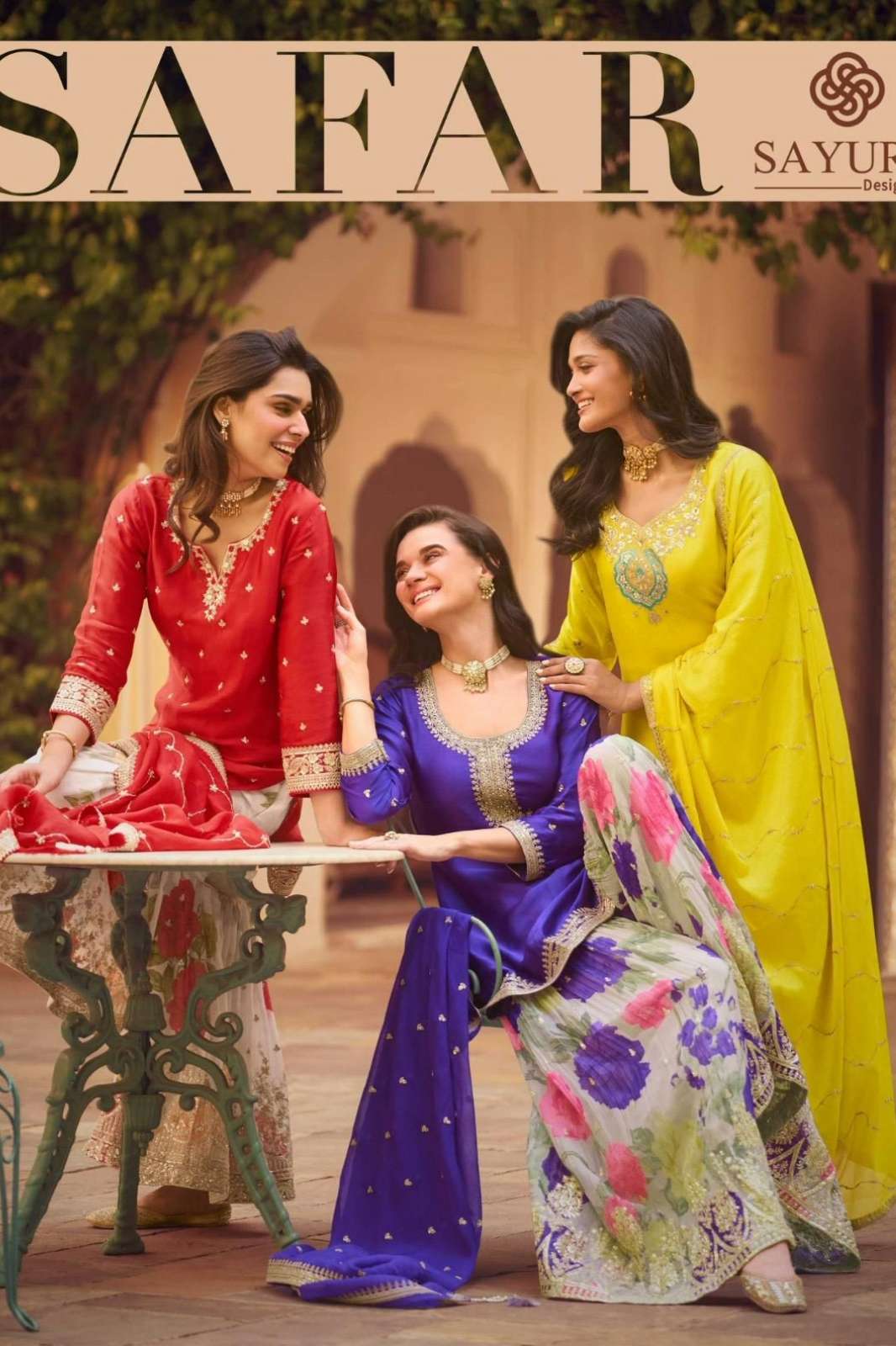 SAYURI SAFAR READY TO WEAR PREMIUM REAL CHINON SILK DESIGNER SUIT