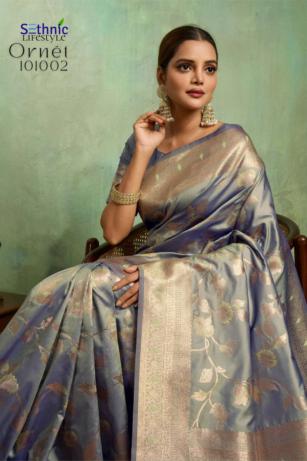 Sethnic Ornet 101001 TO 101010 Dual Tone Banarasi Silk Saree