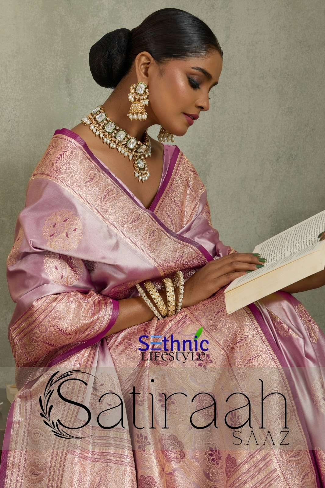 Sethnic Satiraah 99001 TO 99008 Satin Silk with Banarasi Zari Woven Saree
