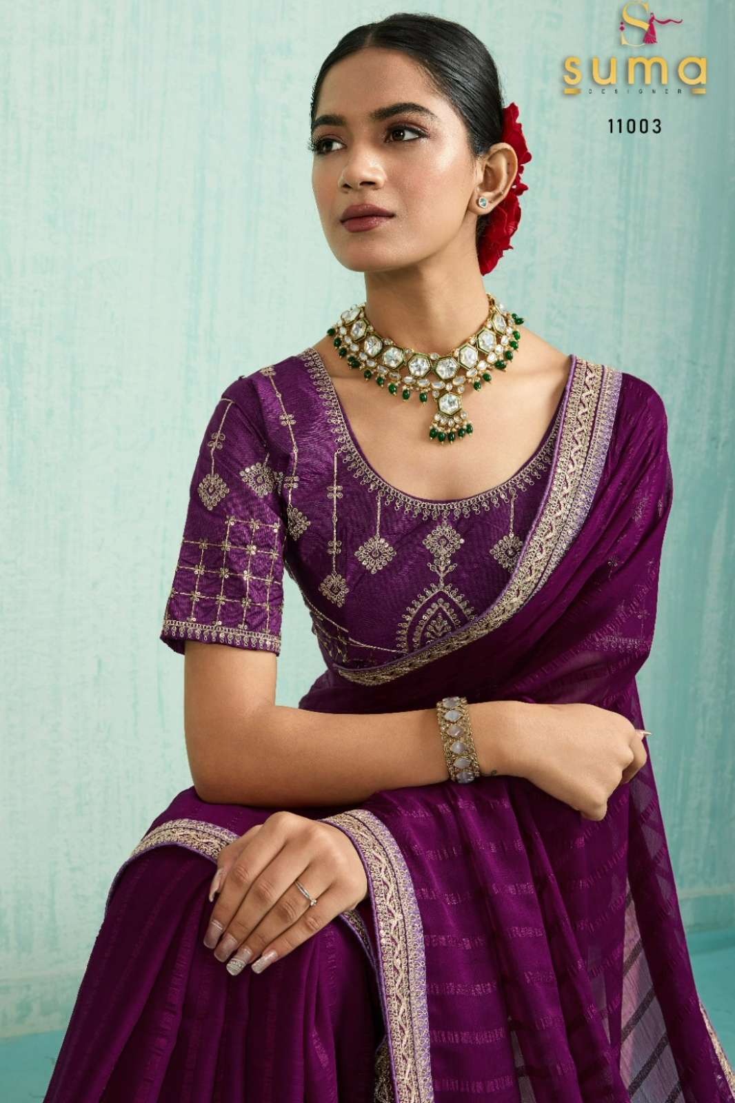 Shri Balaji Emporium Adra 11001 To 11006 Chiffon with Pattern Saree