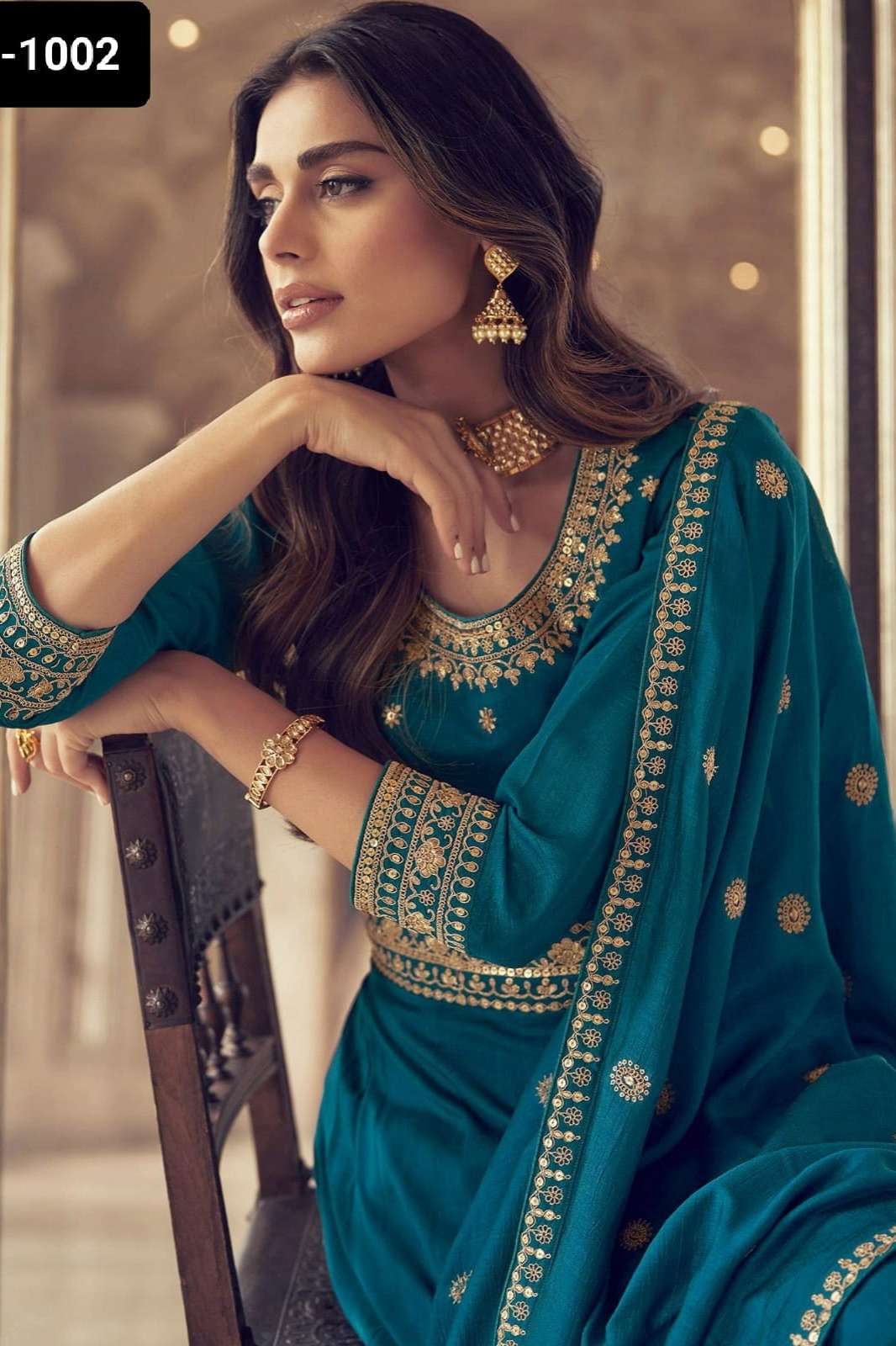 Shri Balaji Emporium BC 1002 Pure Chinon Silk Gown with Dupatta