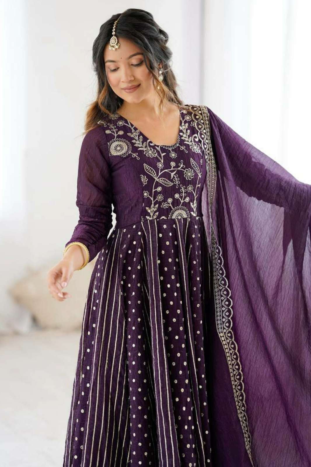 Shri Balaji Emporium DV 24834 Crunchy Silk with Fully Flair Anarkali Gown