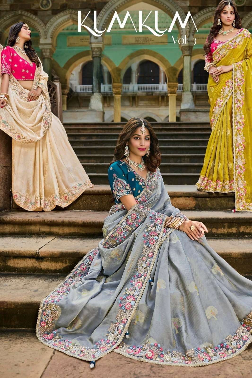 Shri Balaji Emporium KUMKUM VOL 03 6181 TO 6185 Viscose Satin Tissue Saree