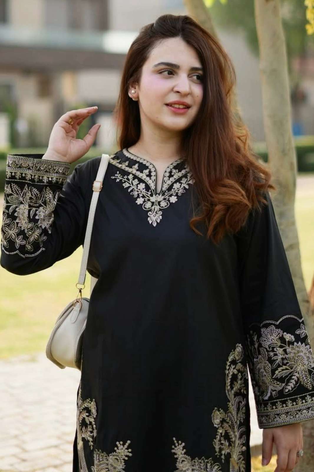Shri Balaji Emporium LC 1392 Elegant Black Embroidered Cord Set