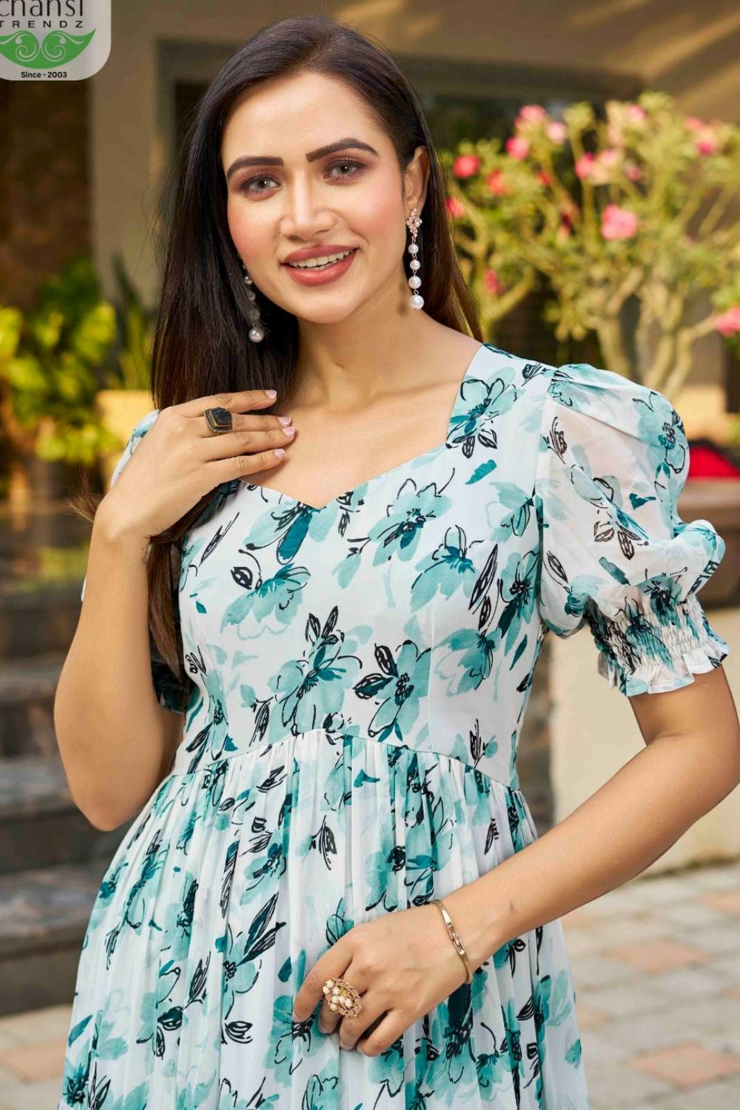 SHRI BALAJI EMPORIUM LOTUS GEORGETTE FLORAL PRINTED GOWN