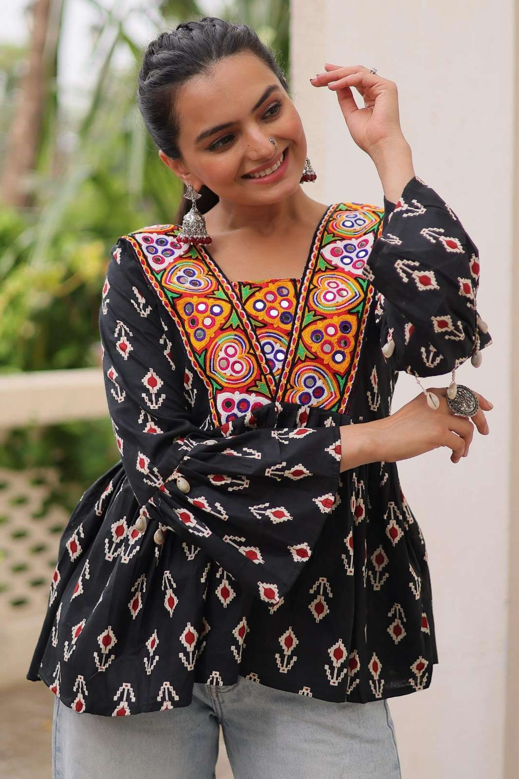 Shri Balaji Emporium LW 9265 Cotton Printed Navratri Festival Top
