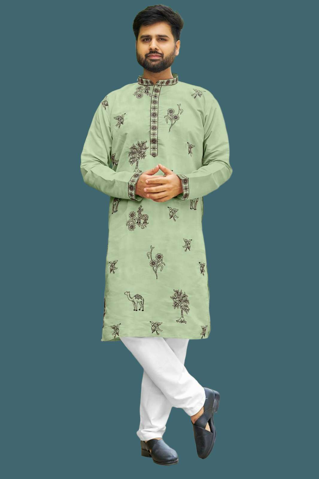 Shri Balaji Emporium Manyavar Roman Silk Festivals Kurta Pajama