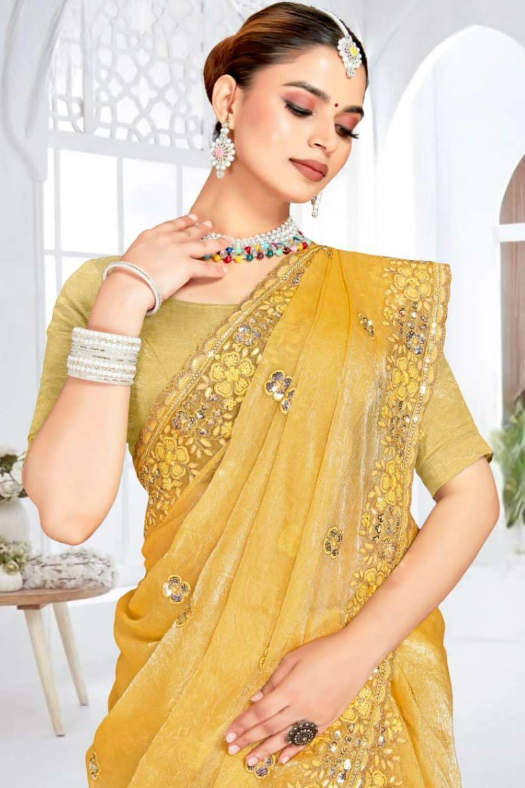 Shri Balaji Emporium NF PARINITA Crush Silk Codding Embroidered Saree