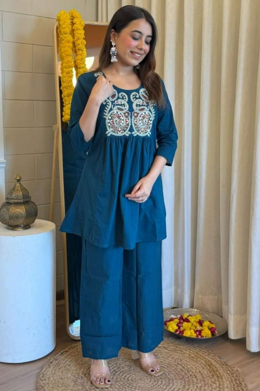 Shri Balaji Emporium RF15536 Ready to Wear Cotton Embroidered Co Ord Set