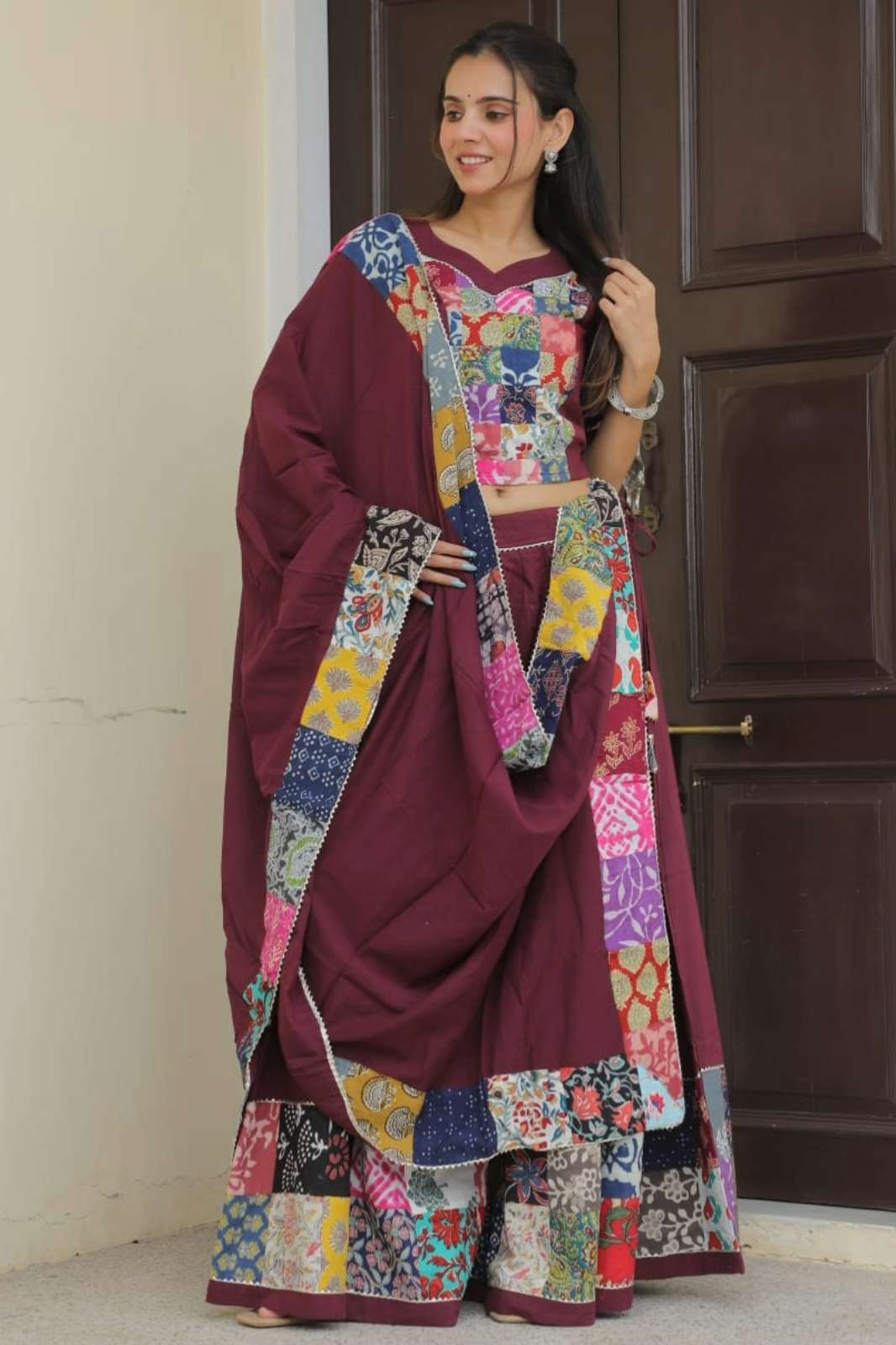 Shri Balaji Emporium RF15830 Ready to Wear Pure Cotton Patch Work Lehenga Choli 
