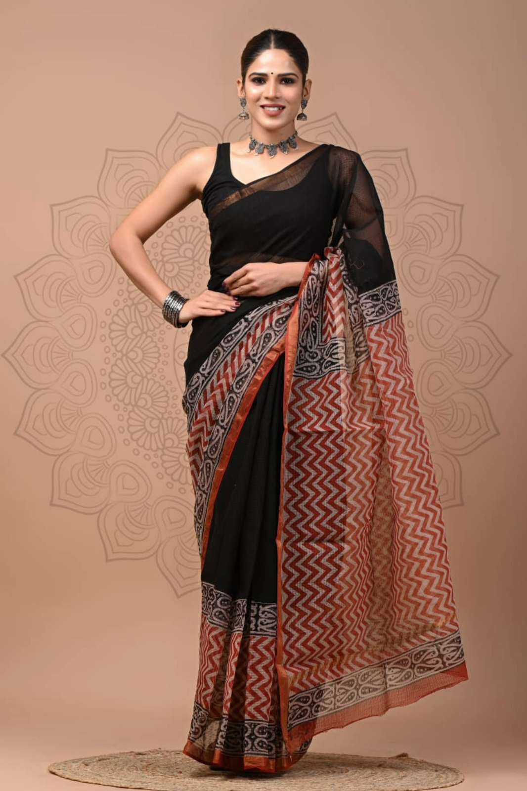 Shri Balaji Emporium RF15847 Hand Block Printed Kota Doriya Sarees