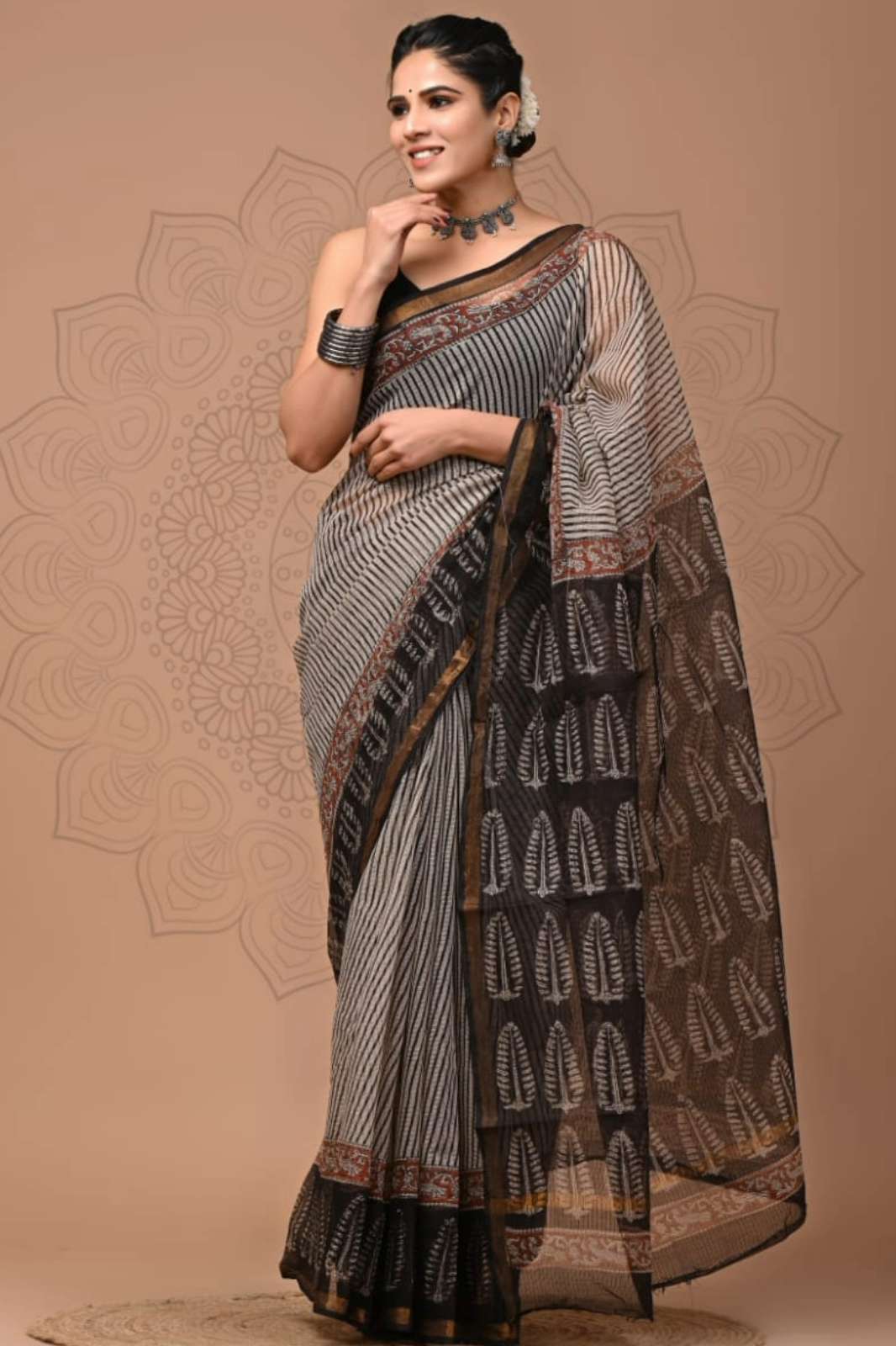 Shri Balaji Emporium RF15847 Hand Block Printed Kota Doriya Sarees