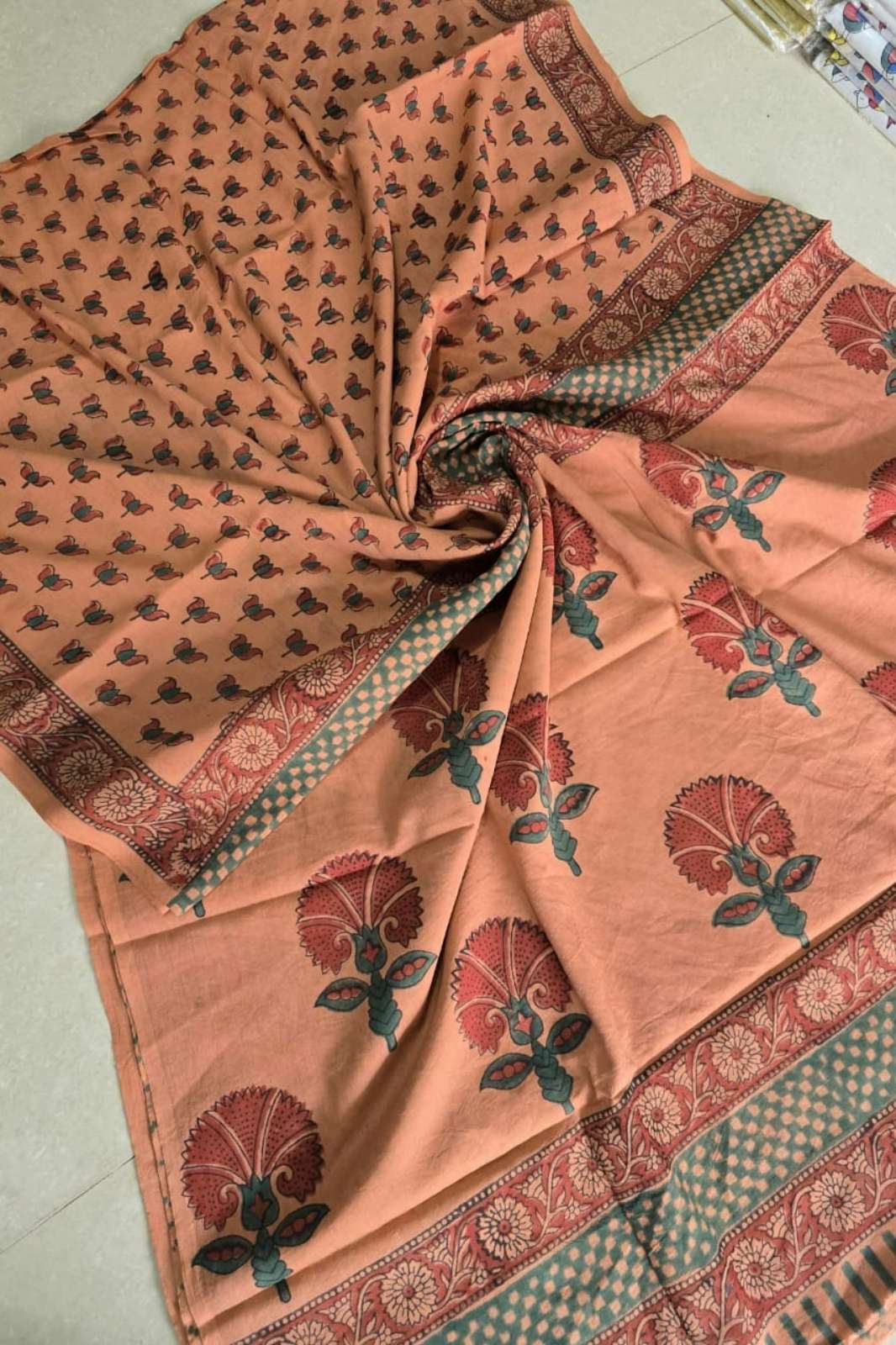 Shri Balaji Emporium RF15848 Hand Block Printed Cotton Saree 