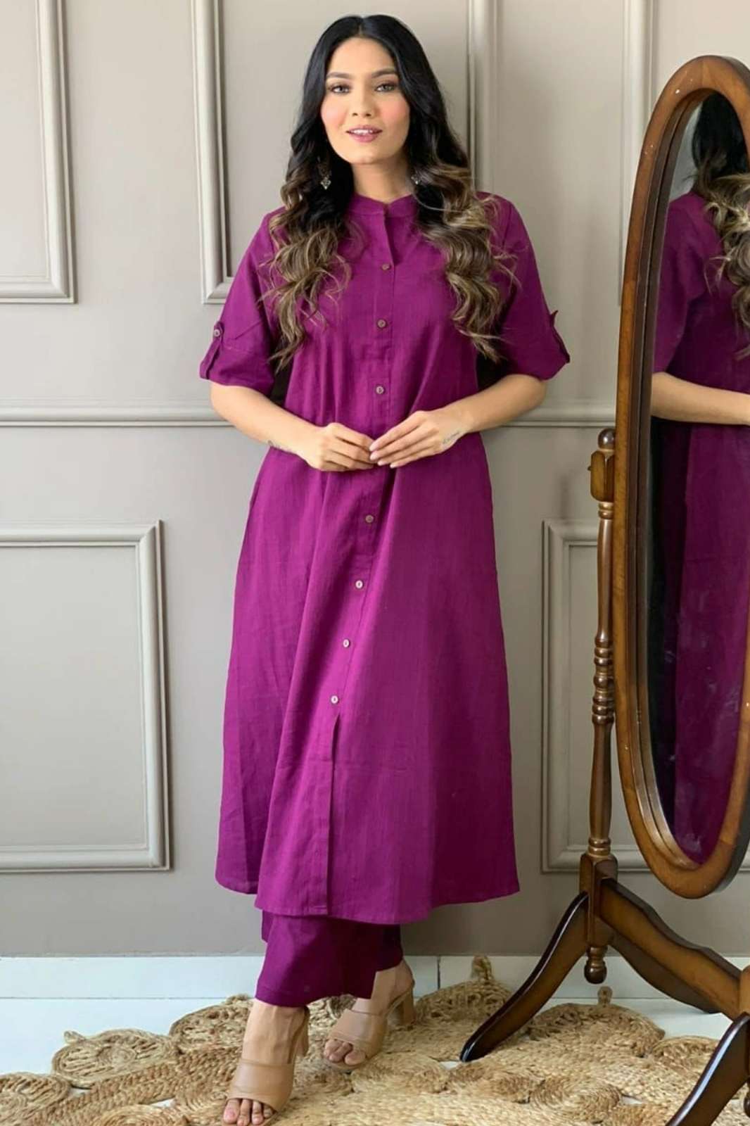 Shri Balaji Emporium RF16713 Ready to Wear Cotton Slub Aline kurti