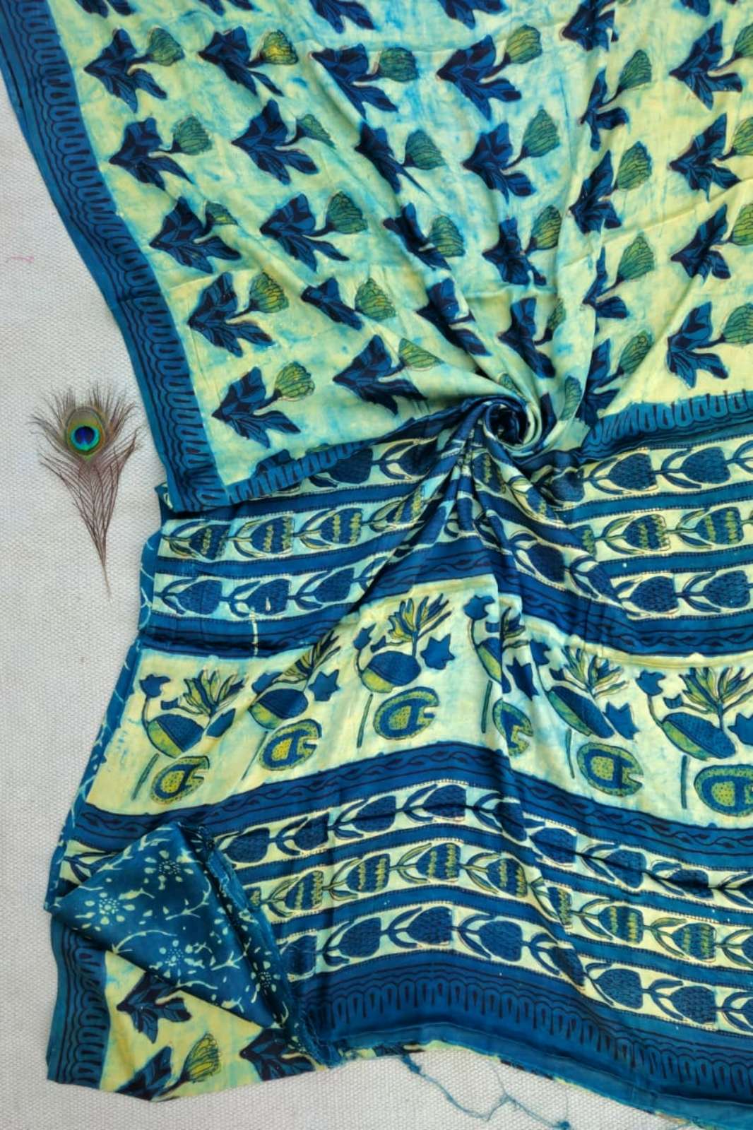 Shri Balaji Emporium RF16714 Pure Modal Silk Hand Block Printed Saree