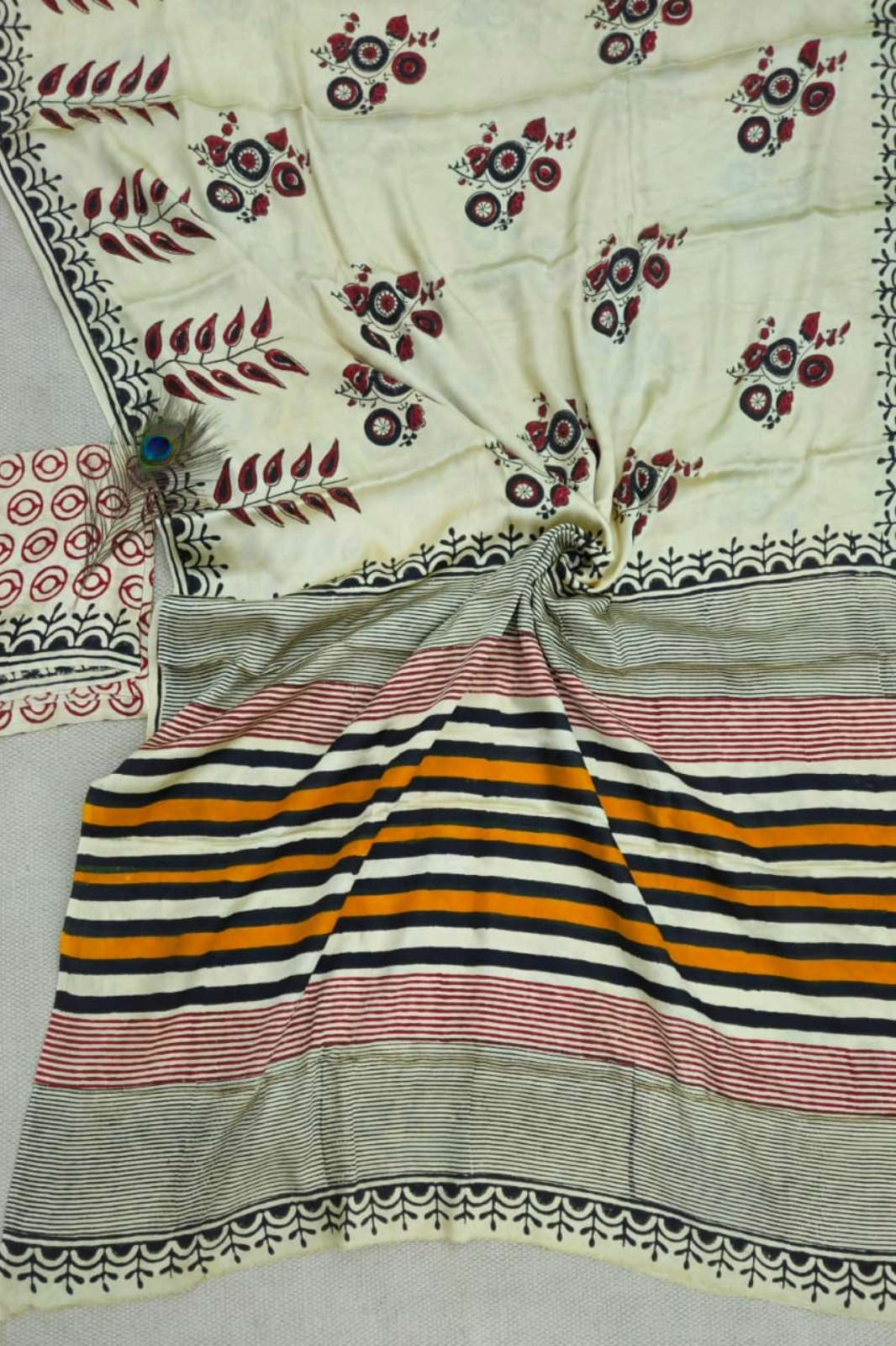 Shri Balaji Emporium RF16714 Pure Modal Silk Hand Block Printed Saree