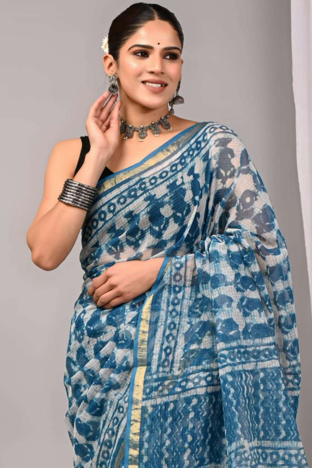 Shri Balaji Emporium RF16894 Hand Block Printed Kota Doriya Sarees