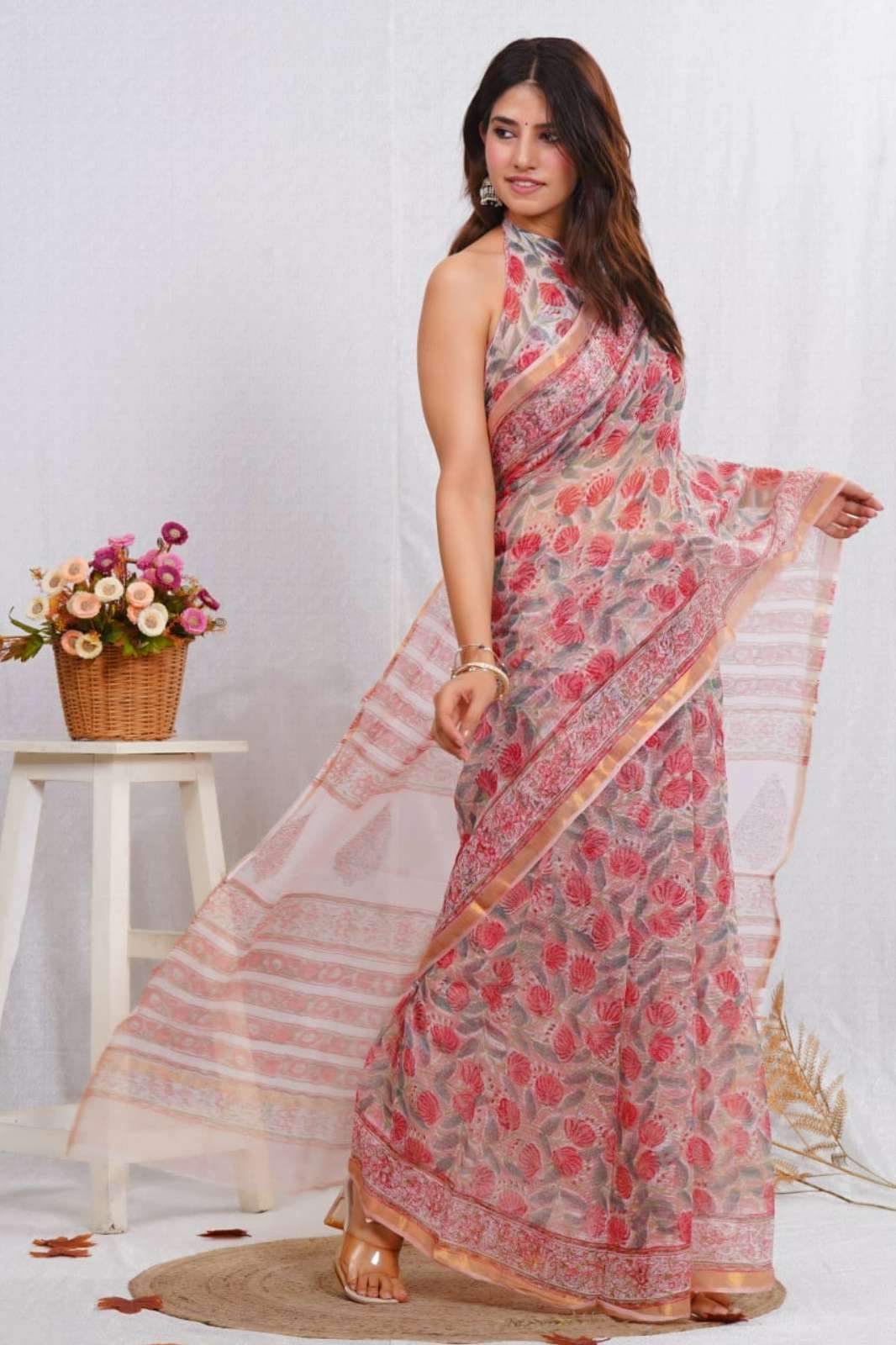 Shri Balaji Emporium RF16894 Hand Block Printed Kota Doriya Sarees