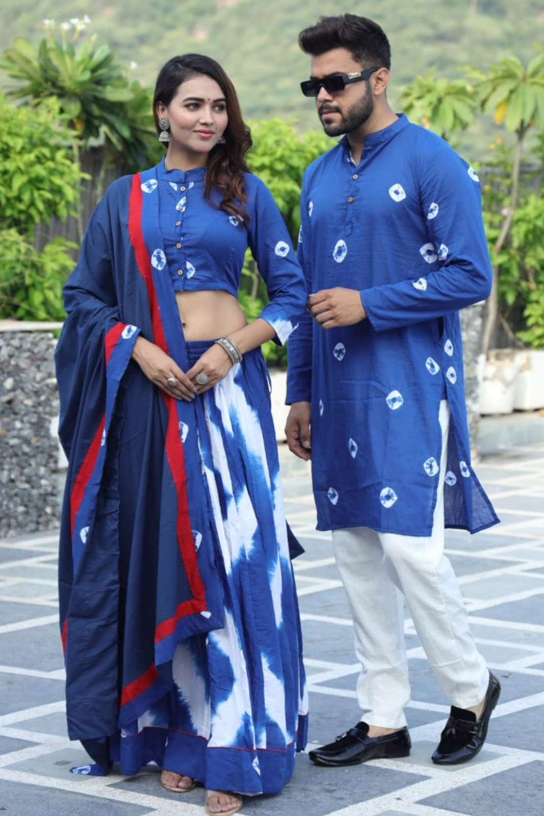 Shri Balaji Emporium RF16907 Hand Block Printed Pure Cotton Couple Dress