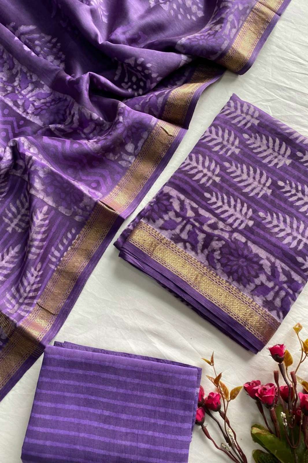 Shri Balaji Emporium RF16916 Bagru Hand Block Printed Maheshwari Silk Suits