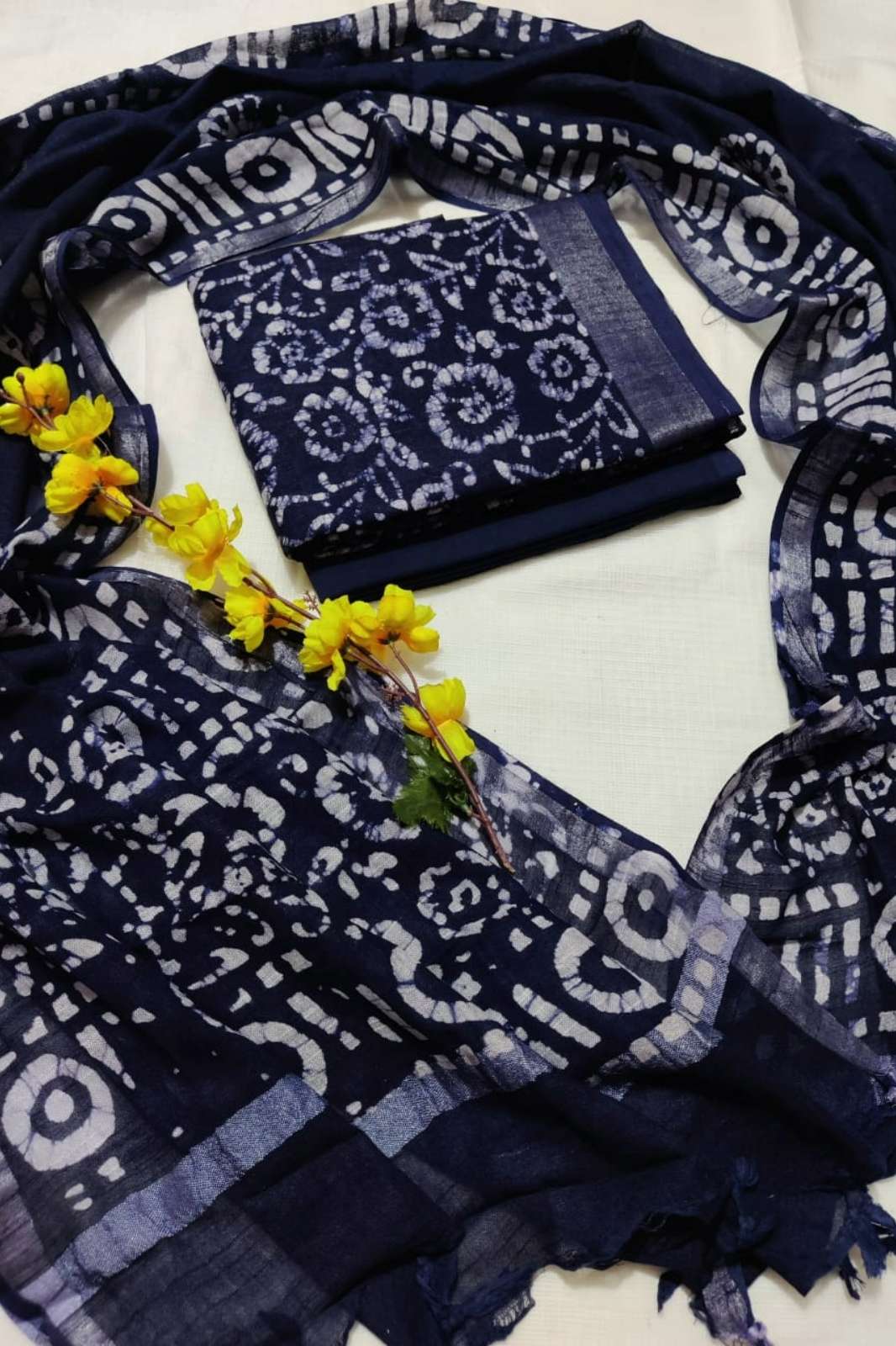 Shri Balaji Emporium RF17065 Bagru Hand Block Printed Cotton Linen Unstitched Suits