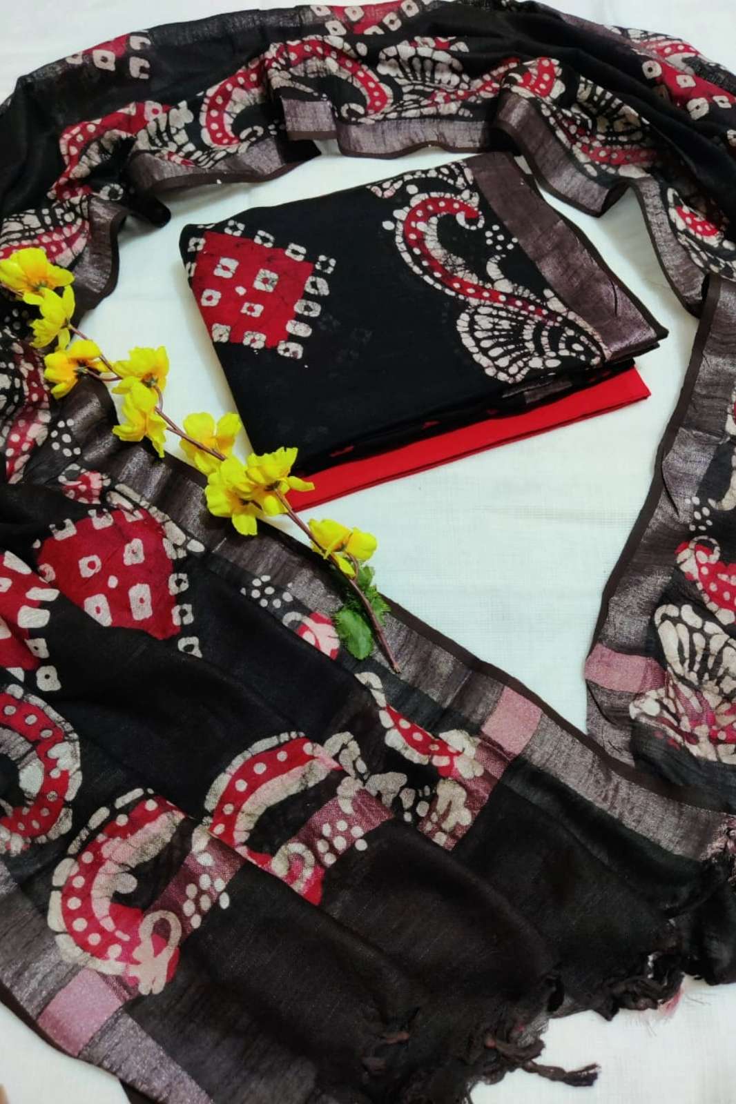 Shri Balaji Emporium RF17065 Bagru Hand Block Printed Cotton Linen Unstitched Suits