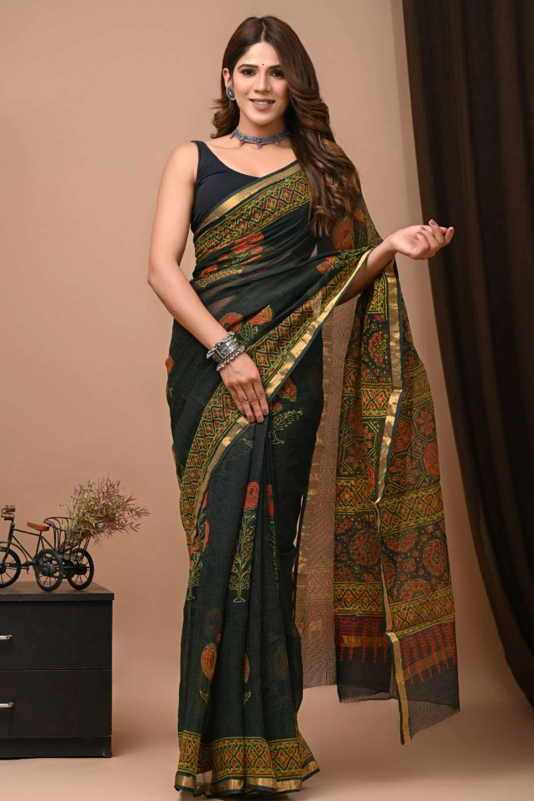 Shri Balaji Emporium RF17068 Hand Block Printed Kota Doriya Sarees 