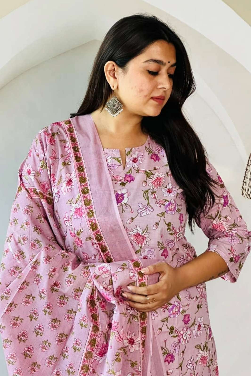 Shri Balaji Emporium RF17069 Ready to Wear Handblock Printed Pure Cotton Suit